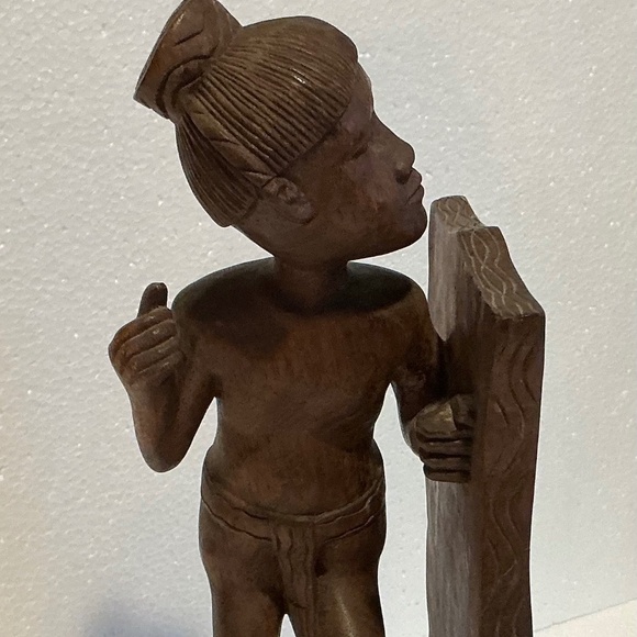 Hand Carved Bookend Wood Native IGOROT Philippines Hunter 12” Figurine - Picture 1 of 8
